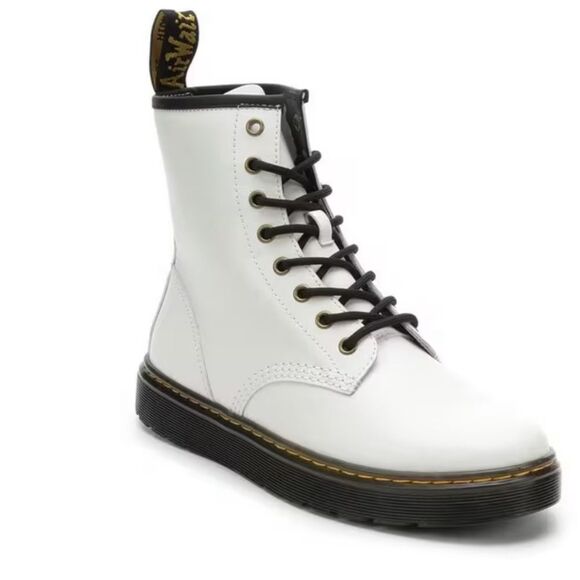 DR. MARTENS White Leather Zavala Combat Boots-6 - Picture 1 of 9